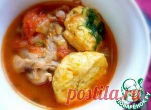 Курочка тушеная с сырными клецками - кулинарный рецепт