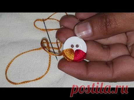 Hand Embroidery:Amazing Button Flower Trick,Make Beautiful Flower With Multi Hand Stitch,Sewing Hack