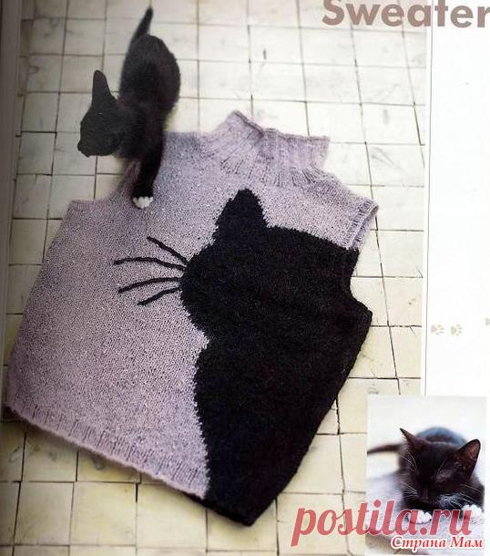 Жилетка с кошачьим силуэтом. - Жаккард - Страна Мам