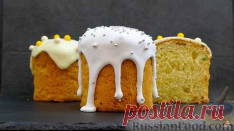 Рецепт: Воздушный пасхальный кулич из сдобного дрожжевого теста на RussianFood.com