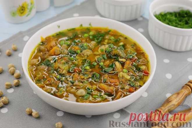 Рецепт: Нутовый суп с копчёной грудинкой и орехами на RussianFood.com