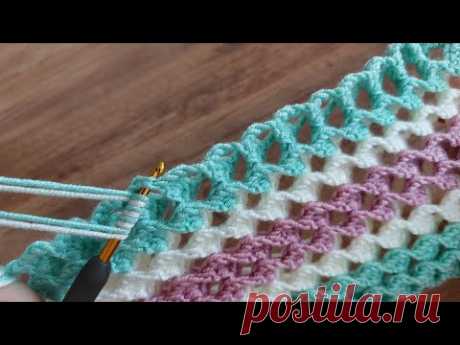 EASY CROCHET KNİTTNG.. YAPIMI KOLAY TIĞ İŞİ BATTANİYE ŞAL ATKI BERE ÖRGÜ MODELİ