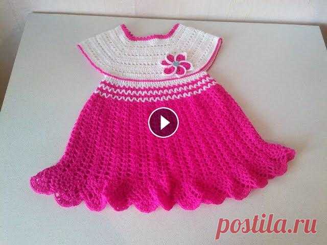 Платье крючком с квадратной кокеткой. От 0- 5 лет. Часть1 Платье крючком с квадратной кокеткой. От 0- 5 лет. Часть1...