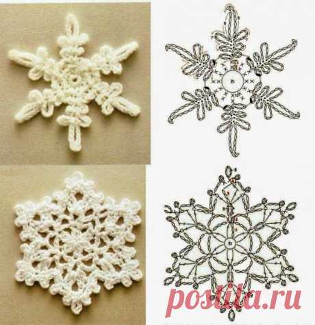 ❄️ Снежинки крючком схемы ❄️