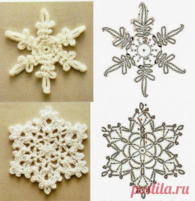 ❄️ Снежинки крючком схемы ❄️