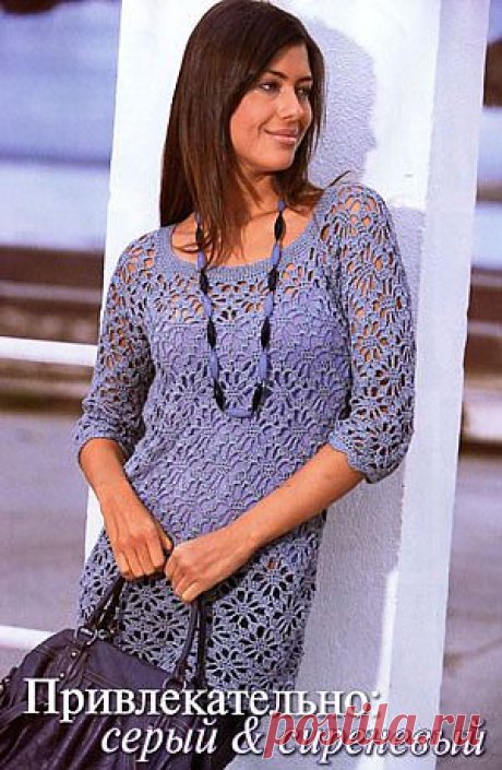 Ажурный пуловер | Вязание спицами, крючком, схемы вязания