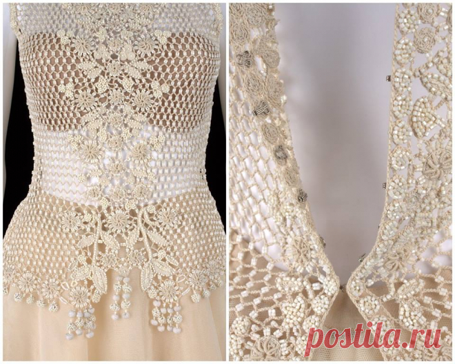 (14) Oscar de la Renta beaded crochet dress. - Ann Reillet Crochet