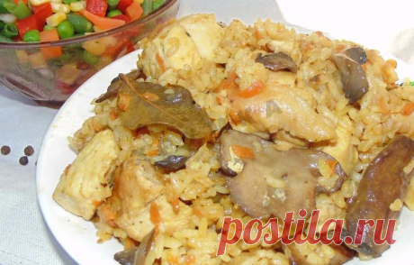 Плов с грибами и курицей в мультиварке