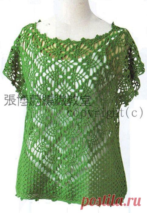 АЖУРНЫЙ ТОП С "АНАНАСОВЫМ" УЗОРОМ.