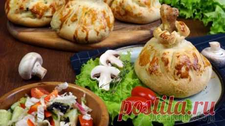 Куриные ножки в хрустящих мешочках с грибами и картофелем