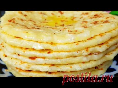 НАСТОЯЩЕЕ КАВКАЗСКИЕ ЛЕПЁШКИ НА СУХОЙ СКОВОРОДЕ С ТОПЛЁНЫМ МАСЛОМ 😍СЪЕДАЕТСЯ В ОДИН МИГ‼