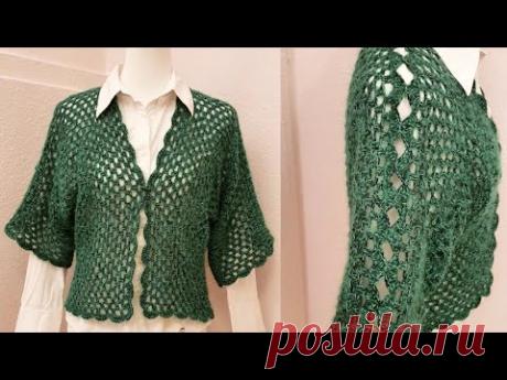 Tığ işi kolay baharlık altıgen hırka yapımı / Yazlık bluz modeli