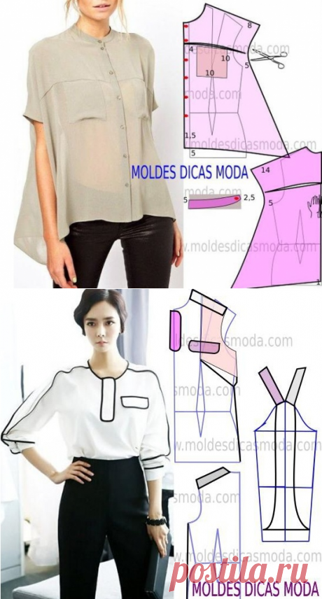 Выкройки необычных блузок (подборка) / Простые выкройки / ВТОРАЯ УЛИЦА