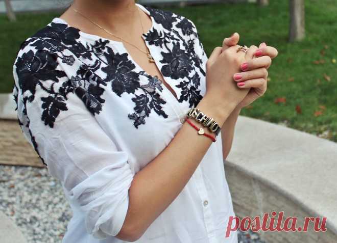 Идея для декора рубашки кружевом | LaChat