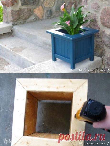 Деревянная кадка для цветов. Своими руками для сада.