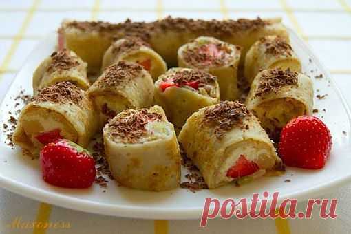 Вкусные и лёгкие сладкие роллы с творожно-фруктовой начинкой | Готовим вместе