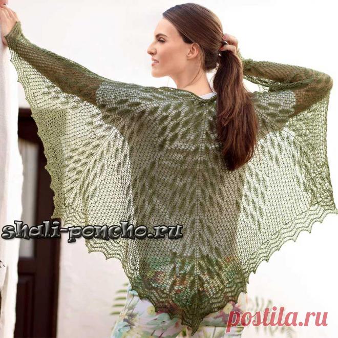 Тончайшая шаль с листиками