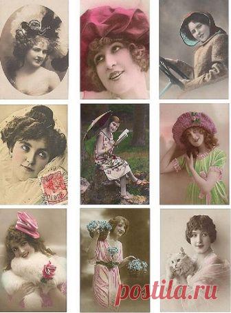 Дамочки (vintage ladies) ... 29 картинок для рукоделия