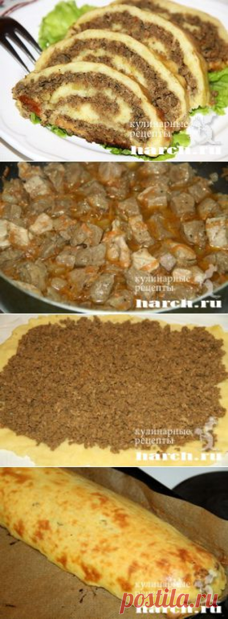 Картофельный рулет с мясом и печенью