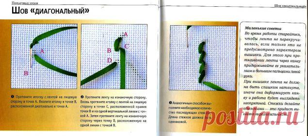 Техника исполнения швов в вышивке лентами / Вышивка / Вышивка лентами