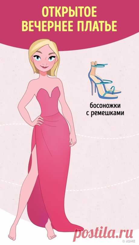 Как безошибочно подобрать обувь к 14 фасонам платьев