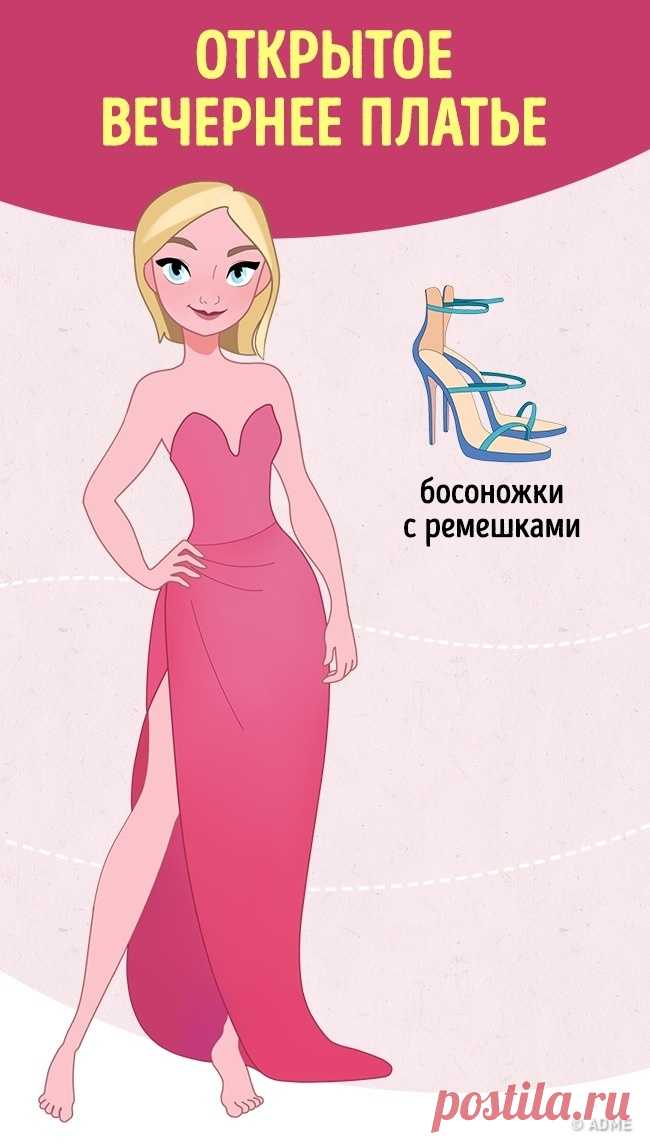 Как безошибочно подобрать обувь к 14 фасонам платьев