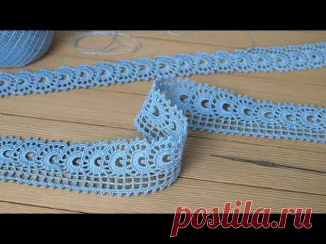 Красивое и простое ЛЕНТОЧНОЕ КРУЖЕВО вязание крючком КАЙМА мастер-класс  Crochet Tape Lace Tutorial