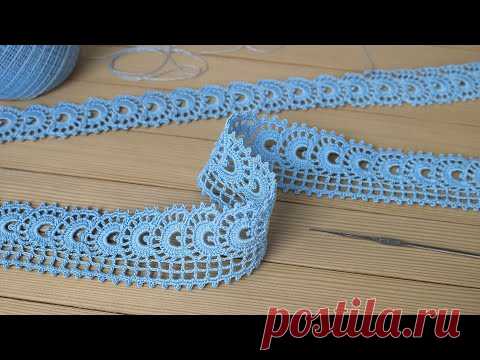 Красивое и простое ЛЕНТОЧНОЕ КРУЖЕВО вязание крючком КАЙМА мастер-класс  Crochet Tape Lace Tutorial