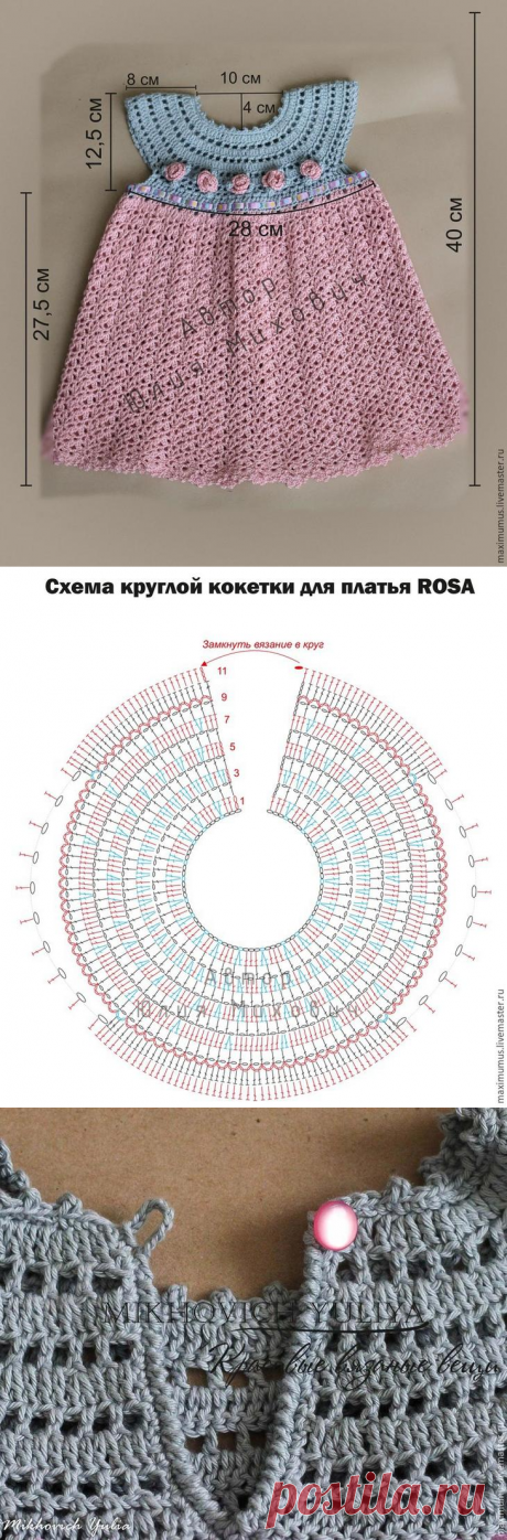 Вяжем крючком платье для девочки «Rosa»