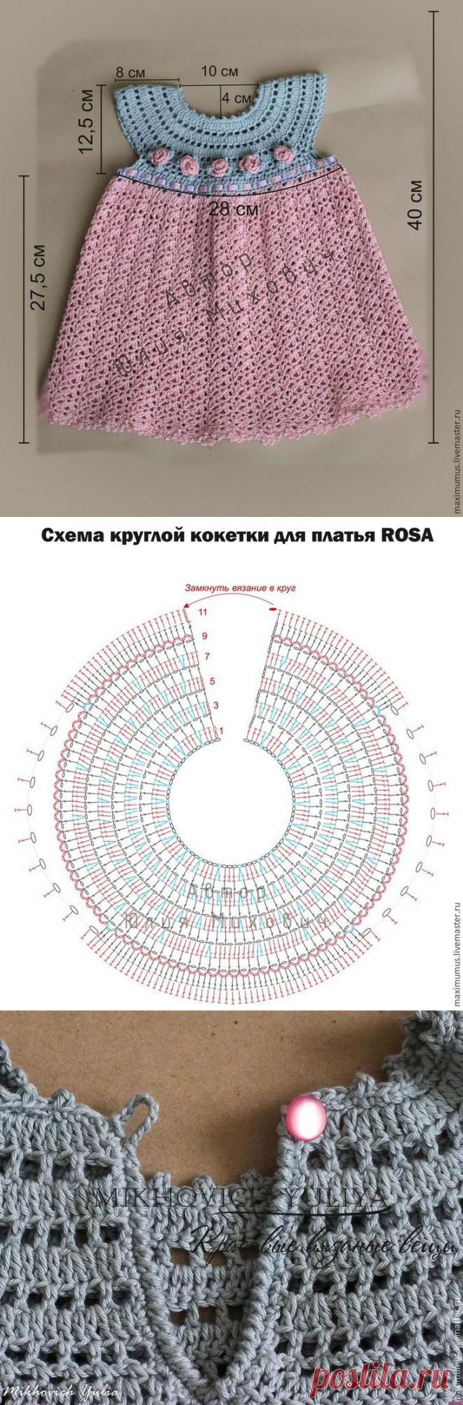 Вяжем крючком платье для девочки «Rosa»