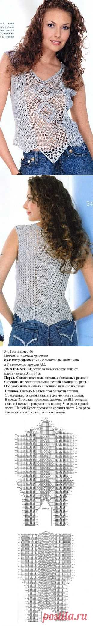 Вязание филейного топа