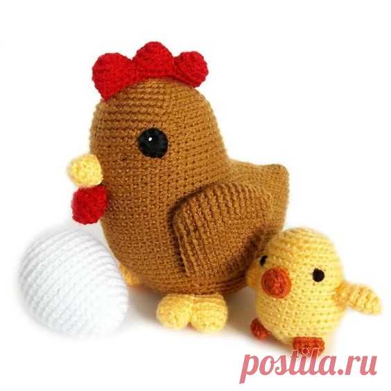 Очаровательная курочка с цыпленком крючком амигуруми. Описание вязания!