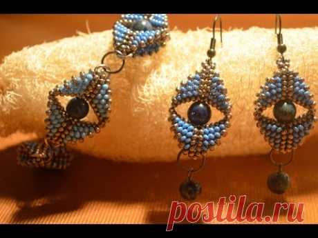 Серьги из бисера &quot;Глаз царицы&quot;.  Бисероплетение.  Мастер класс / Earrings Bead.  Beading. - YouTube