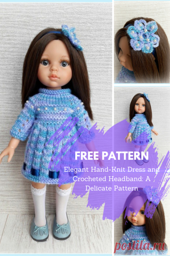 Elegant Hand-Knit Dress and Crocheted Headband A Delicate Pattern