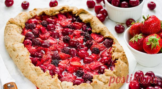 Открытый пирог на растительном масле с ягодами, пошаговый рецепт с фото