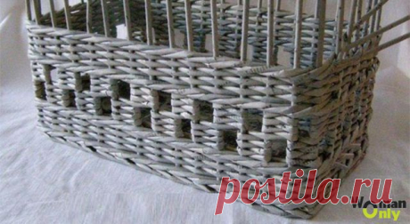 Плетение из газетных трубочек: корзина-шахматка