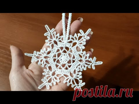 Снежинка крючком.  Урок 2.