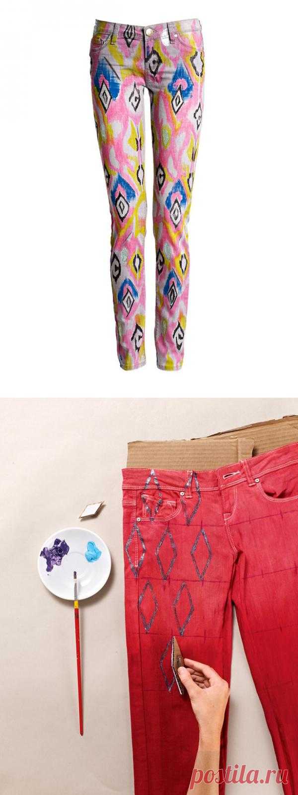 "Икат" на джинсах, ковровый рисунок или треш? (Diy) / Переделка джинсов / Модный сайт о стильной переделке одежды и интерьера