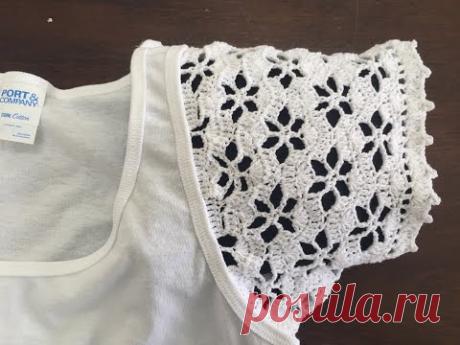 CROCHET STITCH - FLOWER, CROCHET ON FABRIC