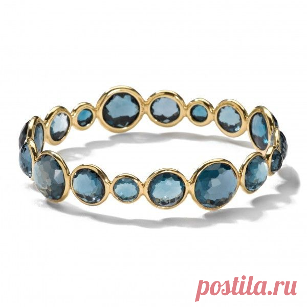 18K Gold Mini Lollipop Bangle in London Blue Topaz | IPPOLITA #FineJewelryRingsInspiration
