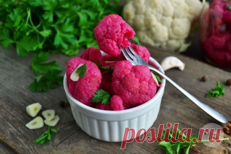 Цветная капуста с чесноком и свеклой - Простые рецепты Овкусе.ру