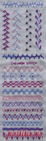 Chevron stitch combinations and variations - embroidery.