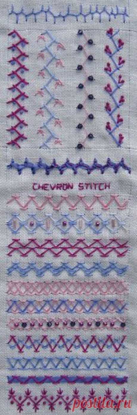 Chevron stitch combinations and variations - embroidery.