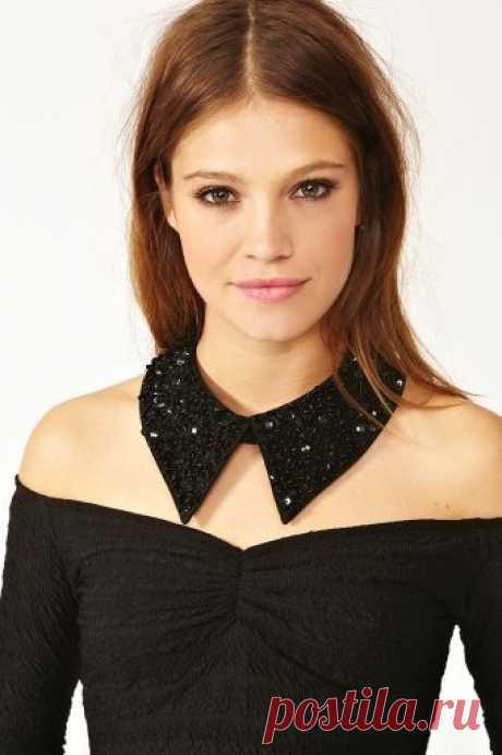 (87) Sequin Collar in Black | Beaded collars