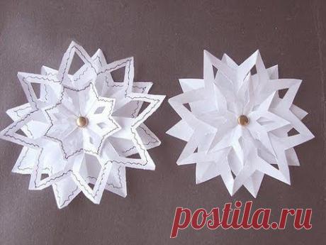 ▶ SNOWFLAKE #4, 3 layer snowflake, paper folding, Christmas star ornament, paper crafts - YouTube