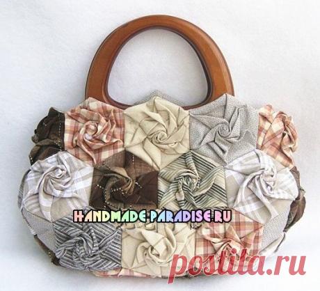 Лоскутные сумочки в розочках. Мастер-класс - Handmade-Paradise