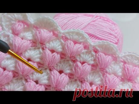 простое вязание крючком детское одеяло / пошаговое детское одеяло / вязаный крючком рисунок вязания