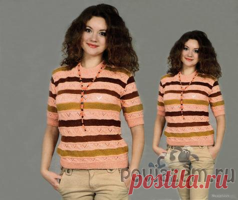 Кофточка спицами с коротким рукавом