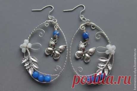 Серьги из проволоки «Летняя прохлада»