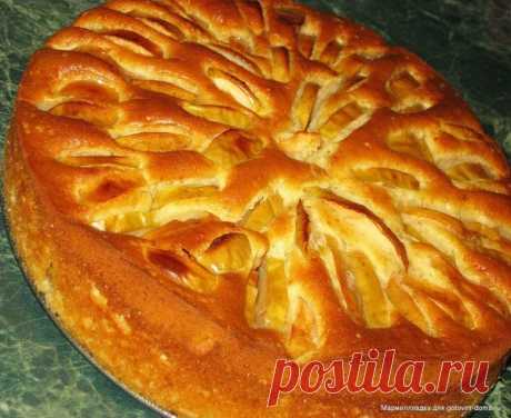 Очень вкусная шарлотка-лентяйка 

Нам понадобится : 

9 столовых ложек растительного масла без запаха 
пол стакана сахара 
стакан муки 
3 яйца 
яблоки 6-8 штук среднего размера 
1 чайная ложка соды гашеной уксусом 
Приготовление : 
Венчиком взбиваем яйца до образования пены,потом добавляем сахар (Я сразу положила яйца и сахар) 

(И все взбила миксером. Мне так легче) 

Затем добавить гашеную соду, раст. масло (я еще ванилин добавила), муку. Снова взбила миксером до однород...